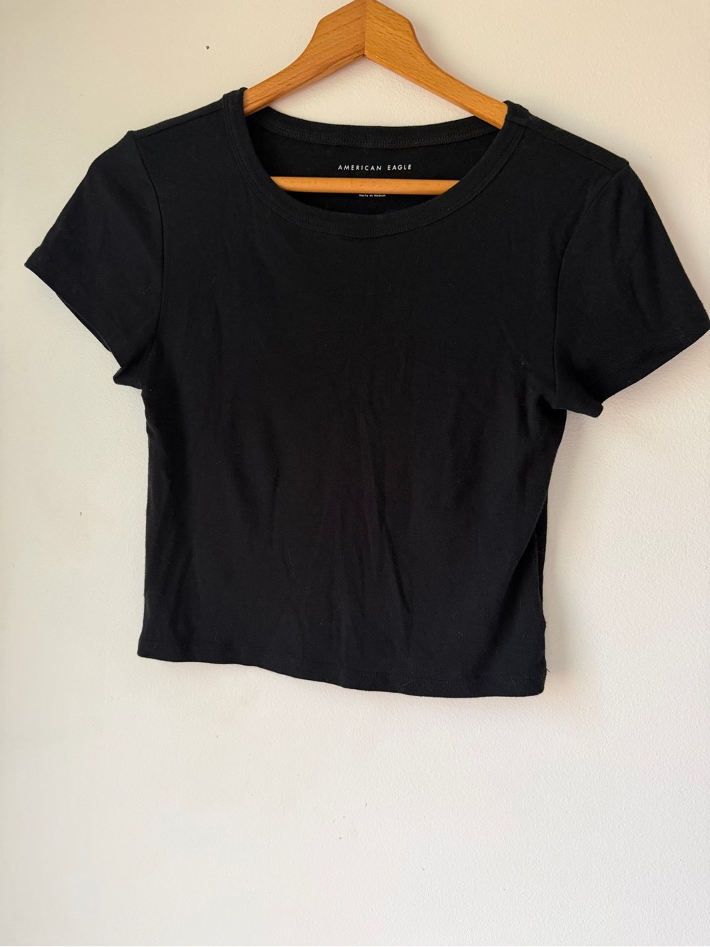 American Eagle Outfitters Black Short Sleeve Crop Tee